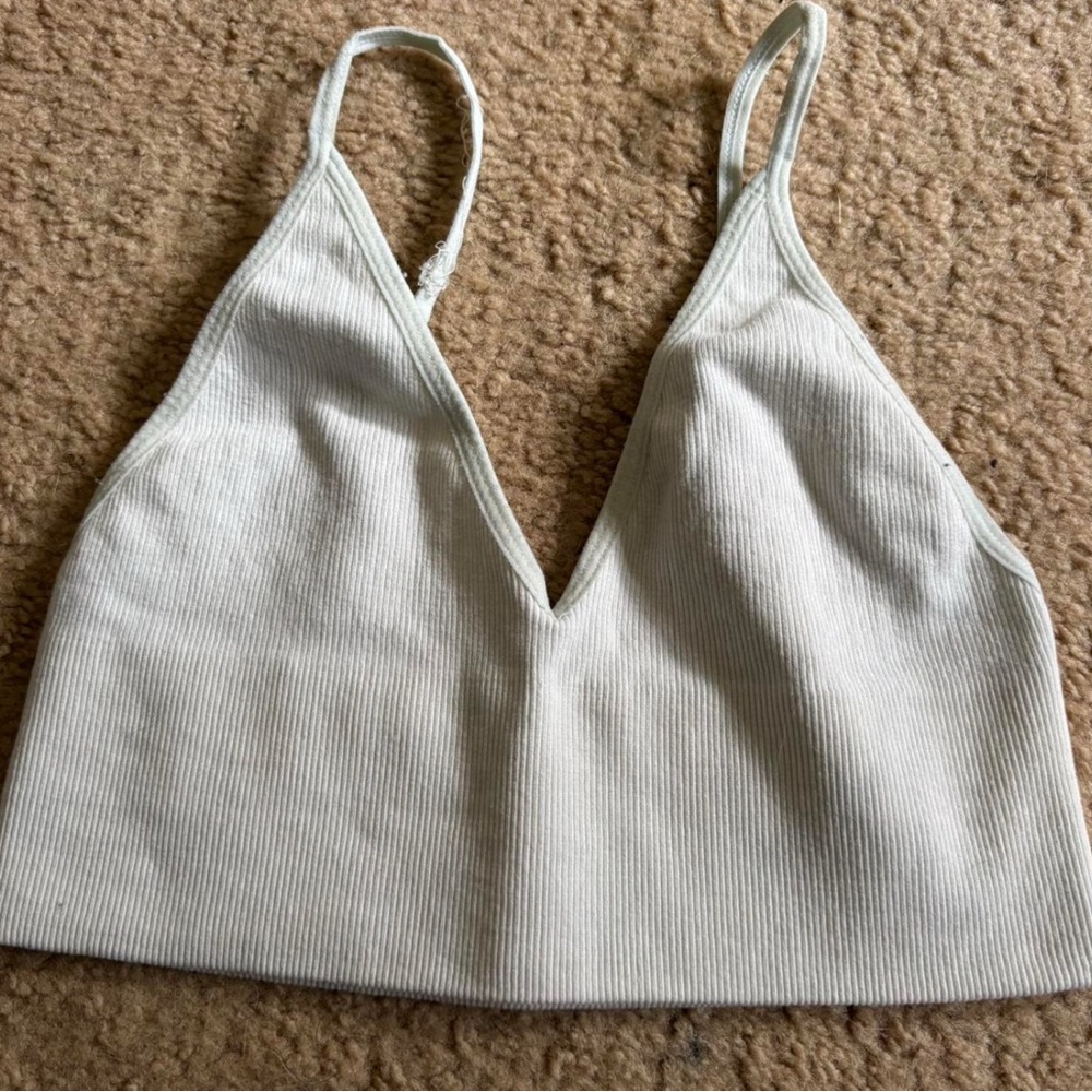 Urban Outfitters White Ribbed Crop Top